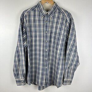 Vintage River Trader Button Down Shirt Men’s L Plaid Cotton Casual Long Sleeve